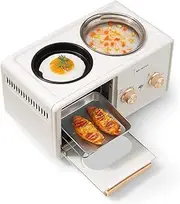 Toaster Oven Mini Oven Home Multifunctional Breakfast Machine Four in one Toaster Omelette Oven Food Steamer Small Kitchen Cooking 220V Halogen ovens/13358 (Color : White)