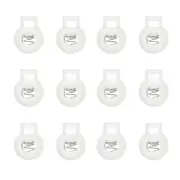 20pcs Plastic Cord Lock Single Hole Toggle Stopper Round Ball Shaped, White