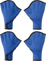 uxcell Swim Gloves, 2 Pair Webbed Swimming Gloves Aquatic Fitness Water Resistance Swim Hand Paddles for Women and Men Water Aerobics, L, Dark Blue