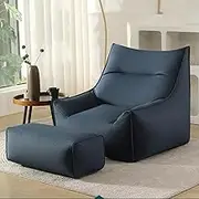 UYSOFRCV Bean Bag Chair Cover High Back Imitation Lazy Sofa Bean Bag Lazy Sofa Cover (Without Filling) Lounger Couch Furniture for Indoor and Outdoor,Dark Blue