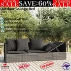 vidaXL Outdoor Lounge Bed with Cushions Grey Poly Rattan Sun Loungers w/ Cushion