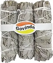 Govinda - Pack of 3 Mini White Sage Smudge Stick 4 Inch Long