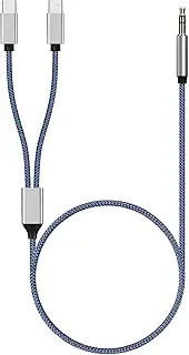 USB C to 3.5mm Car Audio Aux Jack Cable for iPhone 15/15 Plus/15 Pro/15 Pro Max, Aux Cord for iPhone 14 13 12 11, Blue