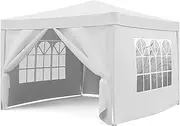 Oppsbuy 3x3m Pop Up Canopy Tent, White Shade Canopy with Marquee Design, Portable Gazebo for Outdoor Parties, Weddings