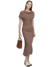 [Oxford] Victoria Zigzag Dress in Chocolate/Ivory