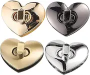 Beatifufu 4Pcs Heart Shaped Bag Locks Stainless Steel Turn Locks for Handbags Purses Wallets Durable Replacement Fasteners Antique Gunmetal Colors