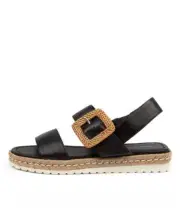 New Django & Juliette Silas Black Leather Womens Shoes Casual