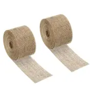 2pcs 2" Wide 11 Yards Burlap Fabric Ribbon Jute Crafts Roll Wrapping Khaki