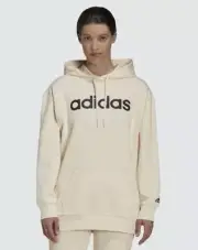 Adidas Essentials Women's Oversized Fleece Hoodie Ivory Size L