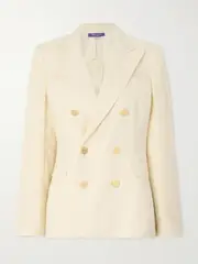 [Ralph Lauren Collection] Ralph Lauren Collection - Camden Double-breasted Linen Blazer - Cream - US6 US 6 Cream