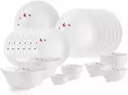 Cello Opalware Dazzle Lush Fiesta Dinner Service Set 27 PCs White Dinnerware
