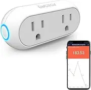 Energy Monitoring Dual Socket Smart Plugs That Work with Alexa Google Home Siri, Wireless 2.4G WiFi Outlet Controlled by Smart Life Tuya Smartthings, 10A Mini Socket Enchufe Inteligente with Timer
