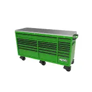 SP Tools 73" USA Sumo Series Wide Roller Cabinet - 21 Drawer Green / Black