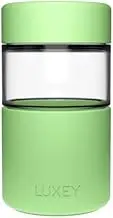 Luxey Cup – 12oz Reusable Glass Coffee Cup | Leakproof, BPA-Free Silicone Lid | Easy to Clean | Barista Size Travel Mug | Dishwasher & Microwave Safe (Lime)