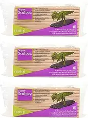Super Sculpey Original Beige Oven-Bake Clay Ceramic-Like Sculpturing Compound - Semi-Translucent Finish Shatter and Chip Resistant ? 1 LB Pack of 3