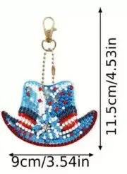 5D Diamond Keychain - Patriotic Hat