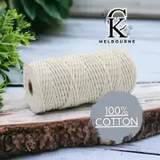 4MM macrame Braided cord NATURAL, 100m Cotton Rope Yarn Craft Supplies Melbourne