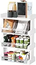 Nisorpa Tea and Coffee Organizer, 4 Layer Tea Bag Organizer Holder, Plastic Stackable Coffee Pods Holder Coffee Station Organiser, Multipurpose Countertop Organizer for Kitchen, Office and Bedroom