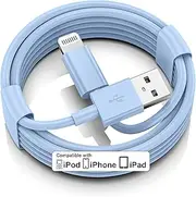 Car Phone Carplay Cable, Car Charger Cord, USB A to Lightning Cable Fast Charging & Data Transfer for Phone 14/13/12/11 Pro Max XR XS X 8 7 6 Plus SE Tangle-Free,3ft Blue