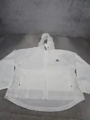 Adidas Jacket Womens Xl White Lightweight Windstopper Hoody NEW