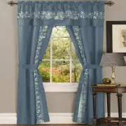 5-Piece Light Blue Light Filtering Semi-Sheer Window Curtain Full Window Set