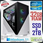 Intel Core i7 Gaming PC RTX 2080 Computer 32GB RAM Fast SSD + 2TB Desktop System