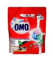 OMO 28 PACK 3-IN-1 LAUNDRY CAPSULES FRESH EUCALYPTUS FRONT & TOP LOADER (NEW)