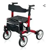 Rollator Walker For Seniors Lightweight Foldable 10" Solid Wheels 300 Lbs