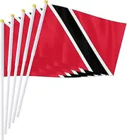PTEROSAUR 100 Pack Trinidad and Tobago Handheld Flag, 5.5x8.2 Inch Trinidad and Tobago National Hand Held Stick Waving Small Flags (100)