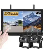 10'' RV Wireless Backup Camera, 2 HD 1080P IP69 Waterproof Cameras with Full