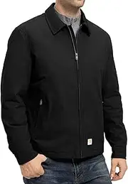 [TBMPOY] Men's Work Jackets Full Zip Qulited Jackets Cotton Winter Coats Casual Warm Windbreaker Padded Outwear