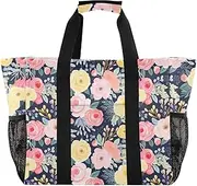 [sanluoli] Bags Foldable Beach Tote Sandproof with Handles Laundry Bag Travel, Colorful Flowers, 1 size