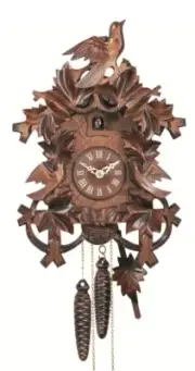 Quartz Cuckoo Clock 8 leaves, 3 birds, nest EN 635 Q NEW