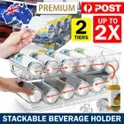 2X 2 Tiers Stackable Beverage Holder Can Organizer Rack For Refrigerator Kitchen