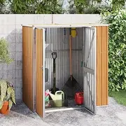 Garden Storage Shed, Outdoor Storage Shed Tool Store Cabinet Garden Tool Shed Brown 161x89x161 cm Galvanised Steel