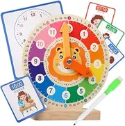 LeeQinersw Wooden Clock for Learning Time Skills Educational Tool for Toddlers Ages 3 to 5