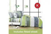 King Size Dexter Design Cotton Quilt Cover + Fitted Sheet