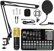 [Aswalling] Podcast Equipment Bundle Live Sound Card Variant Bm800 Microphone Complete Set of Live Broadcasting Parts