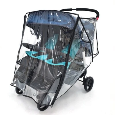 Twin Baby Pram Rain Cover Windproof Design Foldable Storage Easy Installation