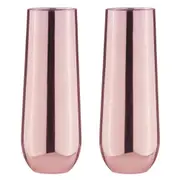 2PK Aurora 500ml Stemless Champagne Glass Water/Juice Drinking Cup Set Rose