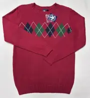 Belk J. Khaki JK Kids Boys Sweater Medium Cotton Blend Argyle Red New