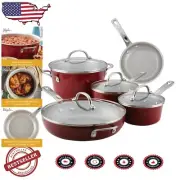 Versatile Curry Nonstick 9-Piece Cookware Set - Fast Heat & Easy Cleanup
