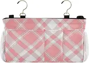 Amooorous Bed Pockets Bedside Storage Hanging Storage Bag Pocket for Home, College, Dorm, Bunk/Hospital Bed, Crib Bed Rails Red Checkerboard