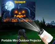 Mini projector with 5G WiFi 6, BT 5.0, 4K support, 180° rotation, and Android 11