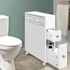 Bathroom Cabinet Toilet Storage Caddy Holder White with Space Saving Drawers NEW