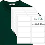 Name Labels for Clothes, 60Pcs No-Iron Clothes Labels Washable, Waterproof Stamps for Clothes, FabricTags for Nursing Home School Name Tag Fabric Stickers(4.45 x1.27cm/18x0.59inch)