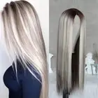Balayage Highlight Brown Blonde Wig light Blonde Lace front Wigs Straight Hair