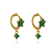 Culturesse Patina Austrian Zircon Sterling Silver Hoop Earrings 18k Gold Plating