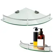 2 Pcs Glass Shelf Storage Organizer Shower Gel Holder Corner Shelves for