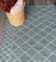Argyle Teal Runner Wool Rug
